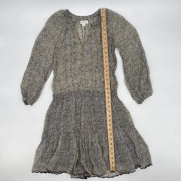 VELVET Graham & Spencer Size XS Sheer Aubrey Leopard Print Dress Long Sleeve - Picture 11 of 15